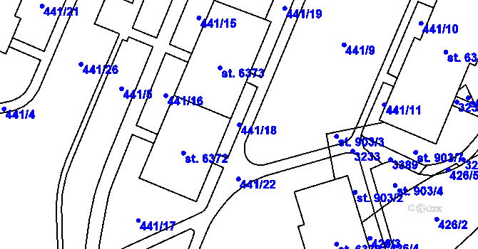 Parcela st. 441/18 v KÚ Cheb, Katastrální mapa