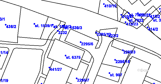 Parcela st. 2295/6 v KÚ Cheb, Katastrální mapa