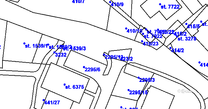 Parcela st. 2295/13 v KÚ Cheb, Katastrální mapa