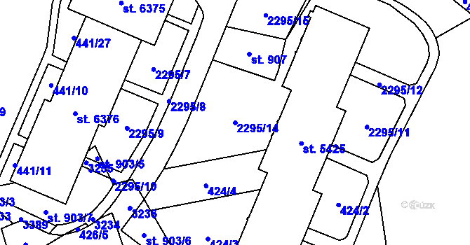Parcela st. 2295/14 v KÚ Cheb, Katastrální mapa