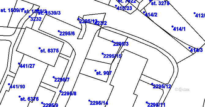 Parcela st. 2295/15 v KÚ Cheb, Katastrální mapa