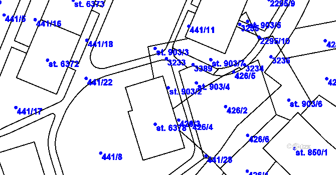 Parcela st. 903/2 v KÚ Cheb, Katastrální mapa