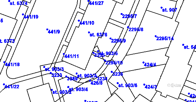 Parcela st. 903/5 v KÚ Cheb, Katastrální mapa