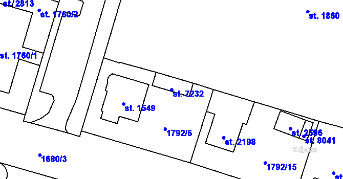 Parcela st. 7232 v KÚ Cheb, Katastrální mapa