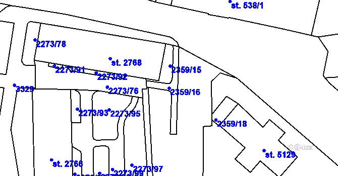 Parcela st. 2359/16 v KÚ Cheb, Katastrální mapa