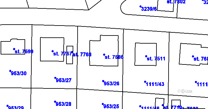 Parcela st. 7586 v KÚ Cheb, Katastrální mapa