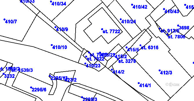Parcela st. 410/22 v KÚ Cheb, Katastrální mapa
