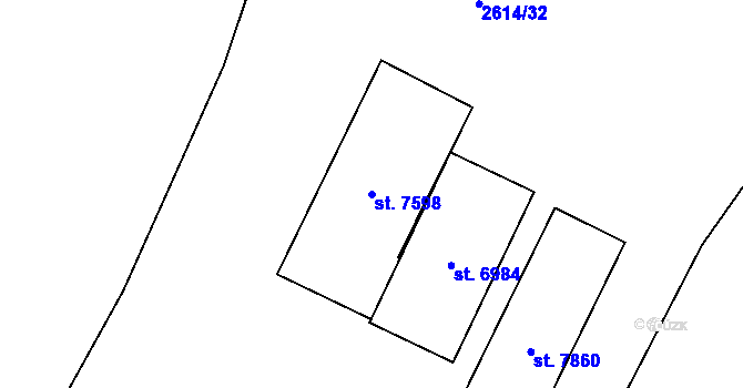 Parcela st. 7598 v KÚ Cheb, Katastrální mapa