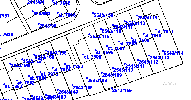 Parcela st. 7606 v KÚ Cheb, Katastrální mapa