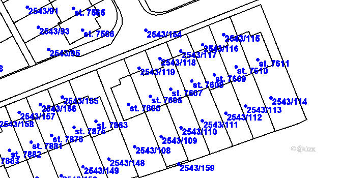 Parcela st. 7607 v KÚ Cheb, Katastrální mapa