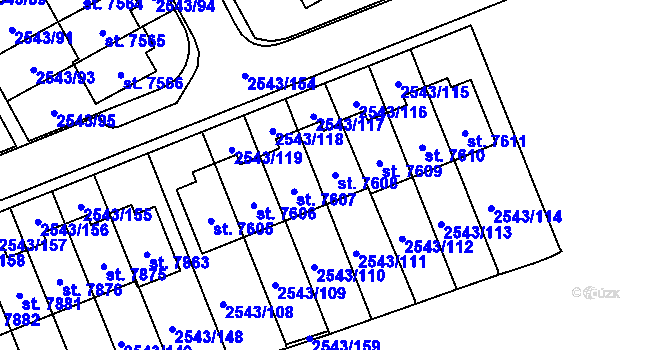 Parcela st. 7608 v KÚ Cheb, Katastrální mapa
