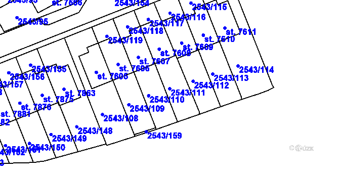 Parcela st. 2543/111 v KÚ Cheb, Katastrální mapa