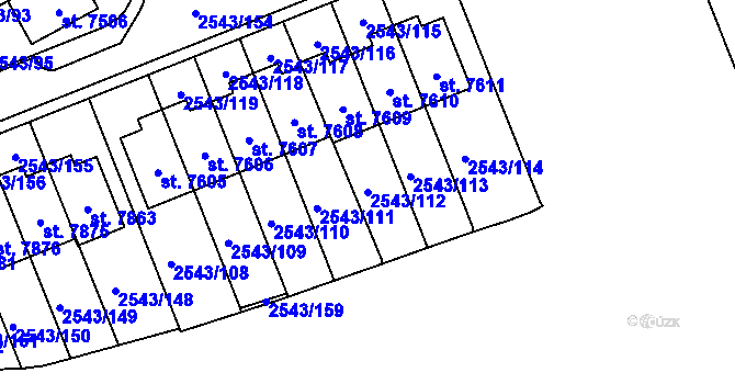 Parcela st. 2543/112 v KÚ Cheb, Katastrální mapa