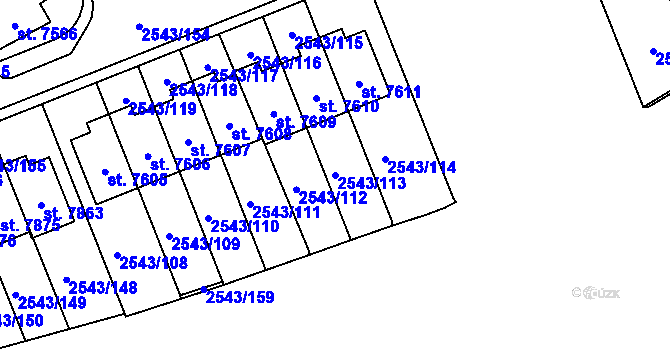 Parcela st. 2543/113 v KÚ Cheb, Katastrální mapa