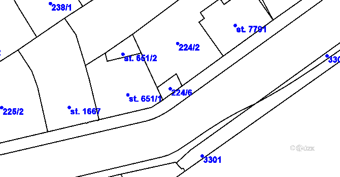 Parcela st. 224/6 v KÚ Cheb, Katastrální mapa