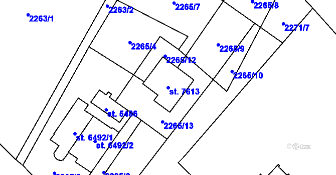 Parcela st. 7613 v KÚ Cheb, Katastrální mapa