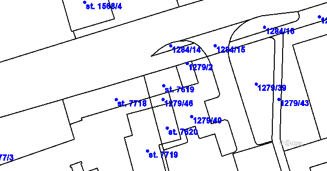 Parcela st. 7619 v KÚ Cheb, Katastrální mapa