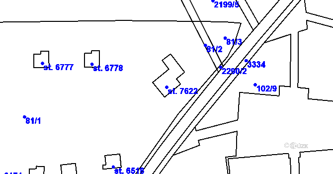 Parcela st. 7622 v KÚ Cheb, Katastrální mapa