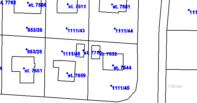 Parcela st. 7632 v KÚ Cheb, Katastrální mapa