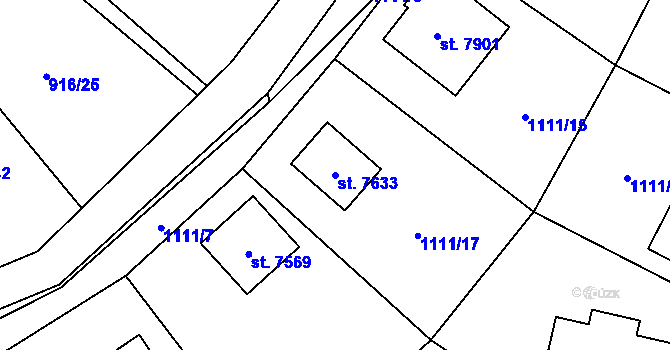 Parcela st. 7633 v KÚ Cheb, Katastrální mapa