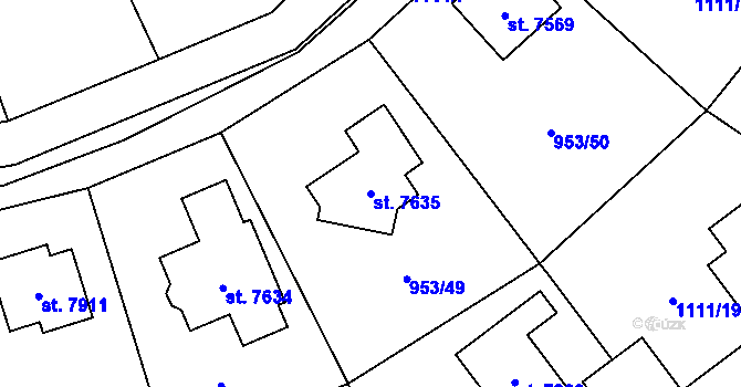 Parcela st. 7635 v KÚ Cheb, Katastrální mapa