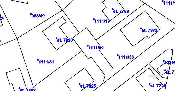 Parcela st. 1111/52 v KÚ Cheb, Katastrální mapa