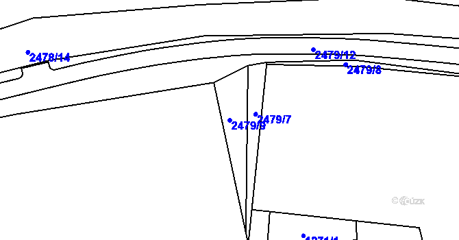 Parcela st. 2479/9 v KÚ Cheb, Katastrální mapa