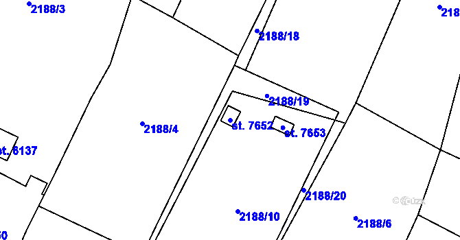 Parcela st. 7652 v KÚ Cheb, Katastrální mapa