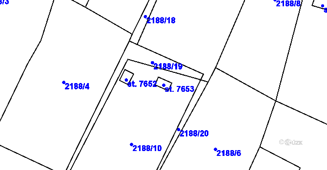 Parcela st. 7653 v KÚ Cheb, Katastrální mapa