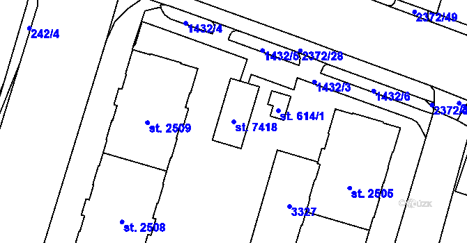 Parcela st. 7418 v KÚ Cheb, Katastrální mapa