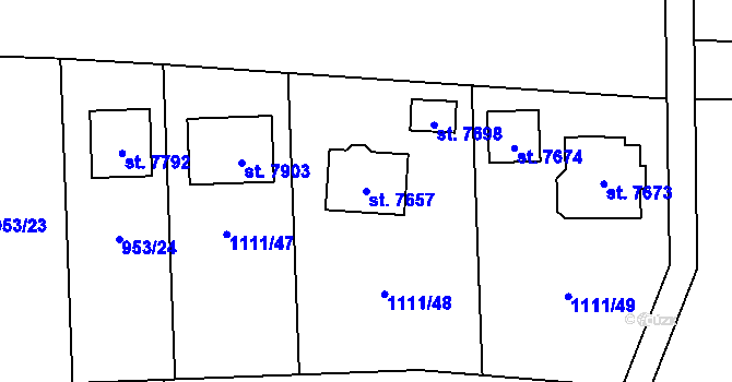 Parcela st. 7657 v KÚ Cheb, Katastrální mapa