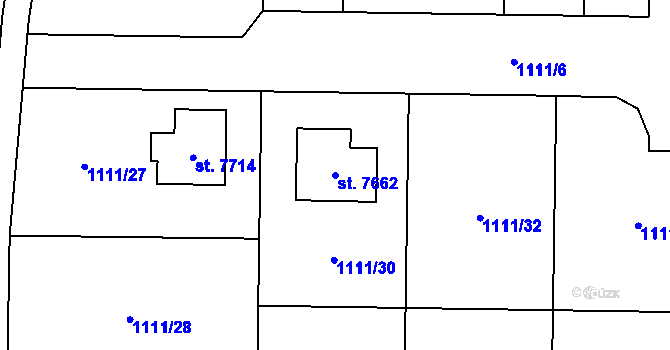 Parcela st. 7662 v KÚ Cheb, Katastrální mapa