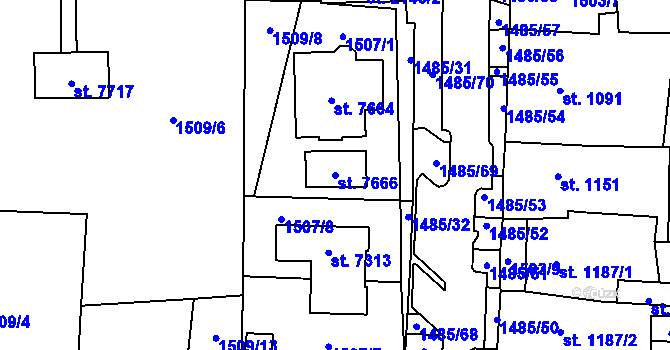 Parcela st. 7666 v KÚ Cheb, Katastrální mapa