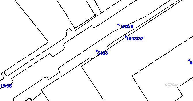 Parcela st. 3483 v KÚ Cheb, Katastrální mapa