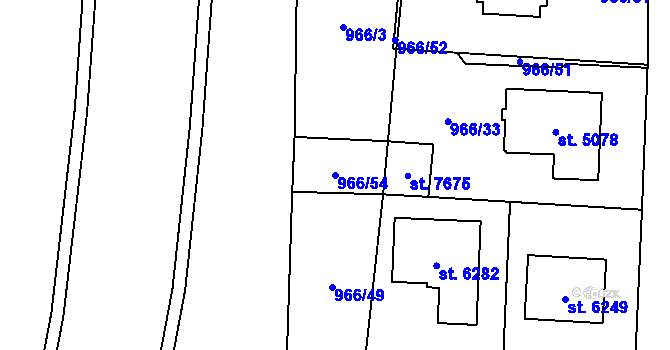 Parcela st. 966/54 v KÚ Cheb, Katastrální mapa