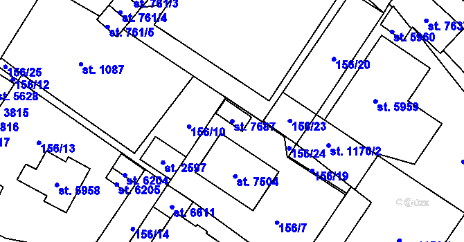 Parcela st. 7687 v KÚ Cheb, Katastrální mapa
