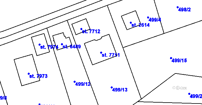 Parcela st. 7711 v KÚ Cheb, Katastrální mapa