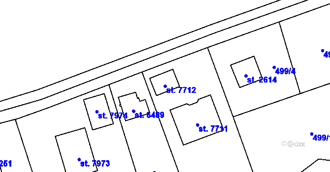 Parcela st. 7712 v KÚ Cheb, Katastrální mapa