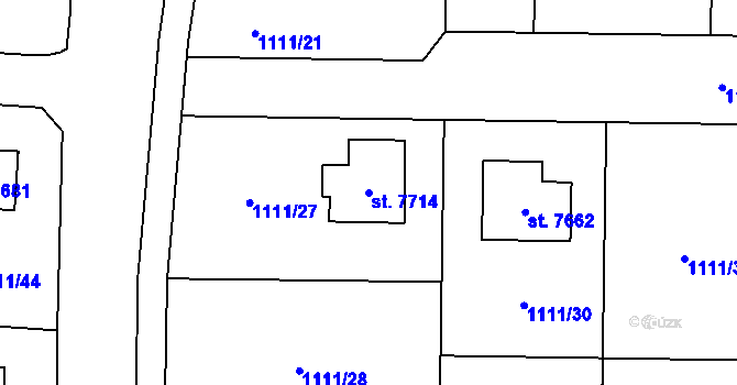 Parcela st. 7714 v KÚ Cheb, Katastrální mapa