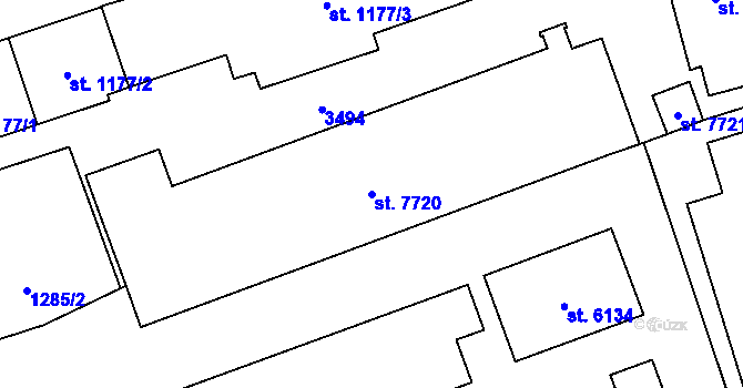 Parcela st. 7720 v KÚ Cheb, Katastrální mapa