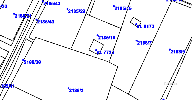 Parcela st. 7723 v KÚ Cheb, Katastrální mapa