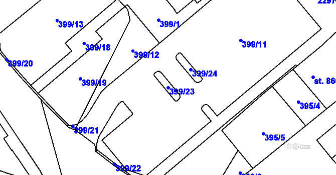 Parcela st. 399/23 v KÚ Cheb, Katastrální mapa