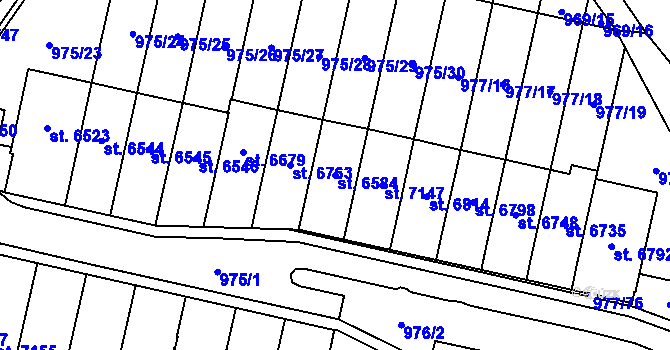 Parcela st. 6584 v KÚ Cheb, Katastrální mapa