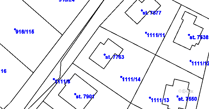 Parcela st. 7763 v KÚ Cheb, Katastrální mapa