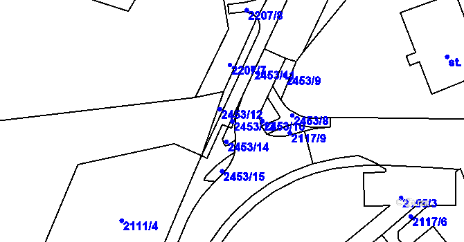 Parcela st. 2453/13 v KÚ Cheb, Katastrální mapa