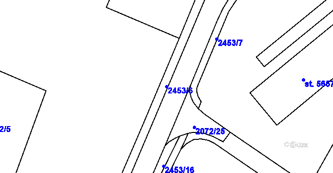 Parcela st. 2453/6 v KÚ Cheb, Katastrální mapa