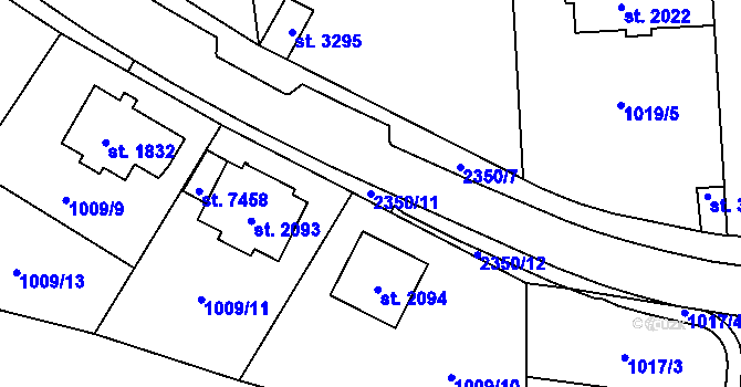 Parcela st. 2350/11 v KÚ Cheb, Katastrální mapa