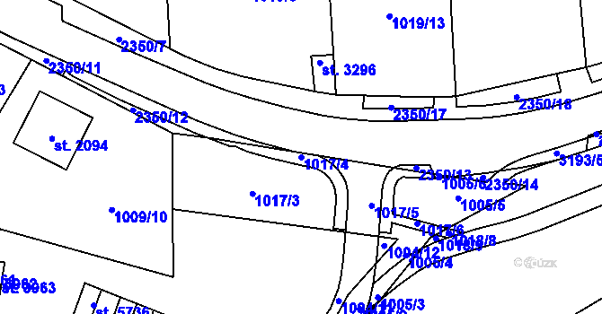 Parcela st. 1017/4 v KÚ Cheb, Katastrální mapa