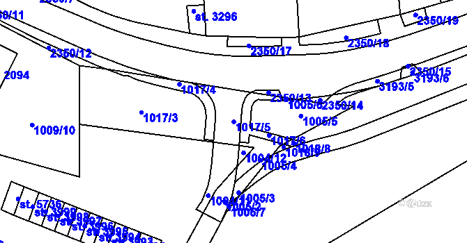 Parcela st. 1017/5 v KÚ Cheb, Katastrální mapa
