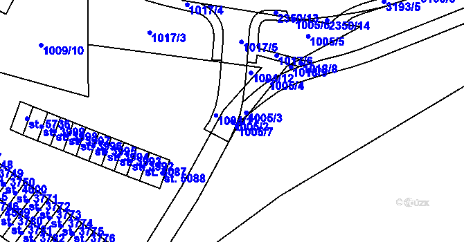 Parcela st. 1005/2 v KÚ Cheb, Katastrální mapa